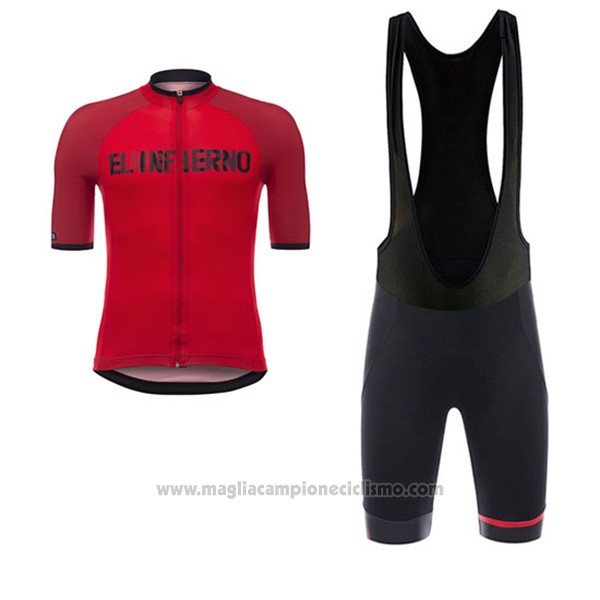 2017 Abbigliamento Ciclismo Angliru Vuelta Espana Rosso Manica Corta e Salopette